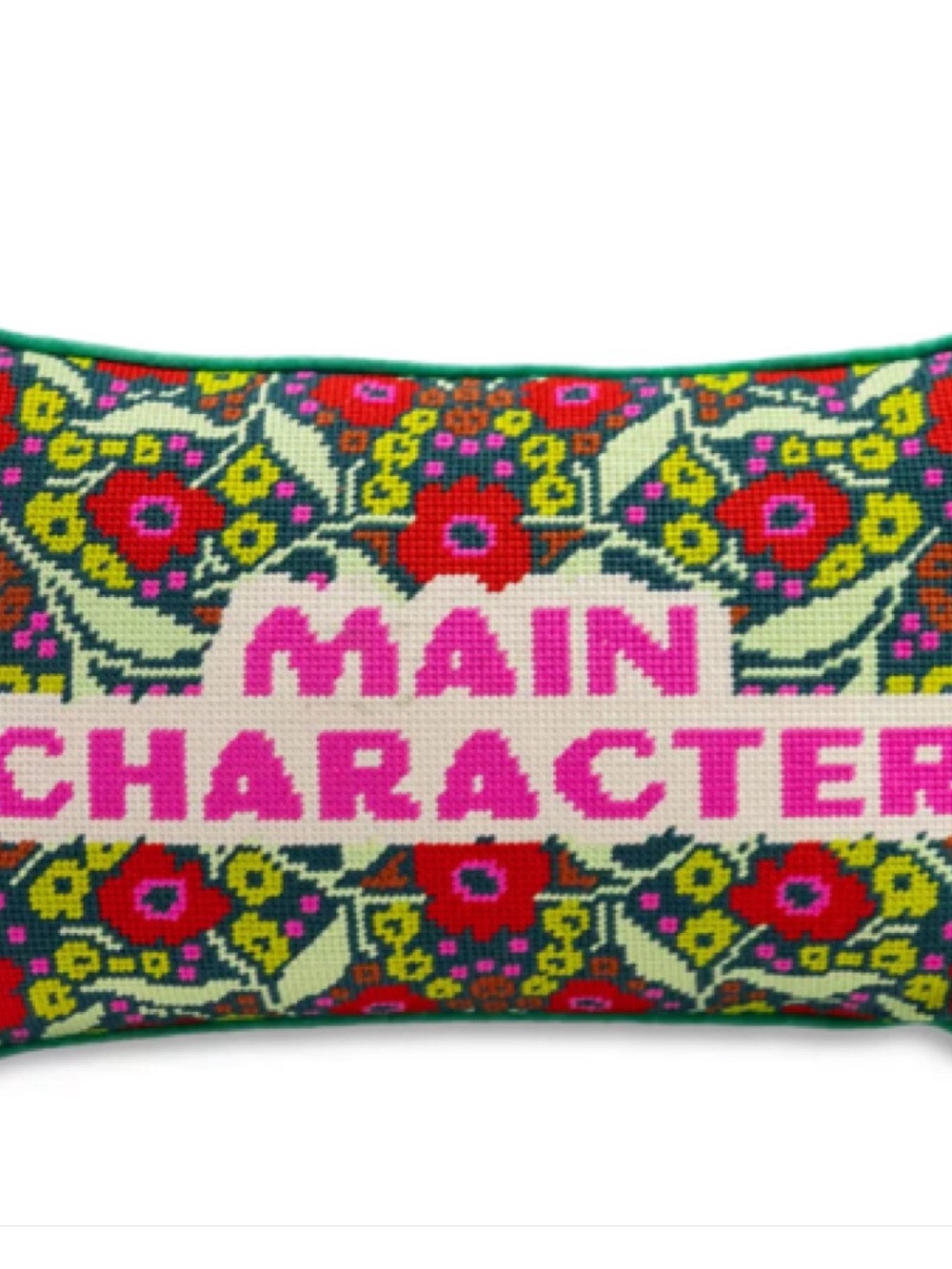 Furbish Studio Needlepoint Statement Pillow. “Main Character” Brand New!